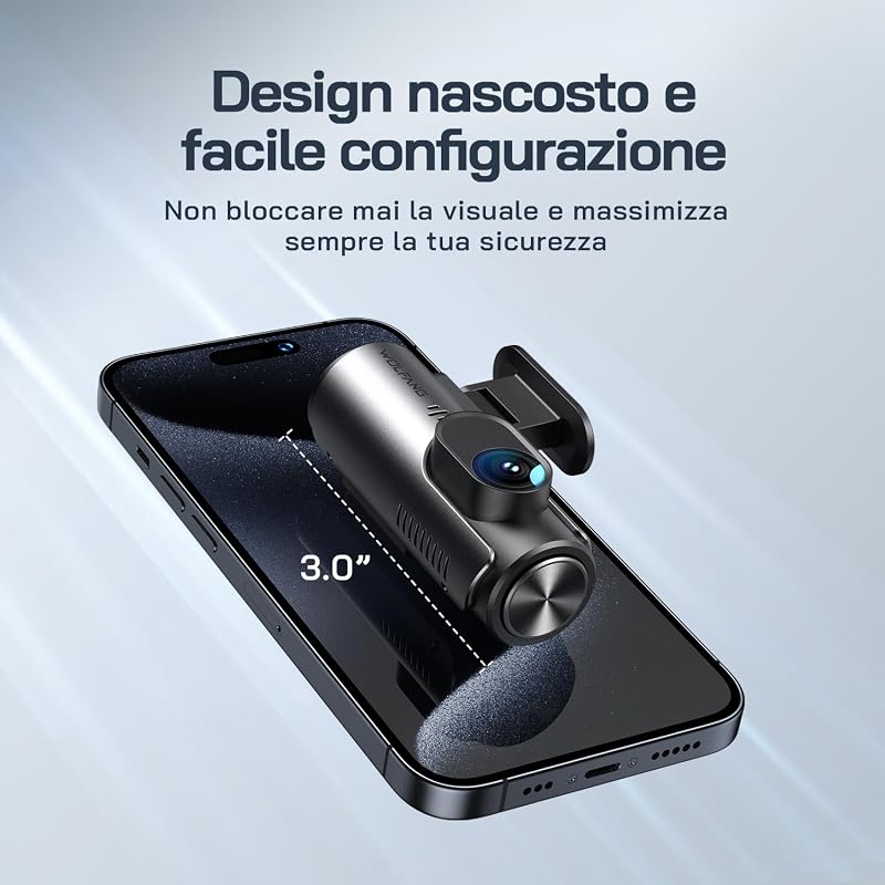 Dash Cam Auto 4K, Doppia WiFi Dashcam per Auto, Telecamera Auto 170° Grandangolo, Visione Notturna,G-Sensor, WDR, Monitor di Parcheggio, Registrazione in Loop