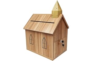 FixtureDisplays® Engineered Wood Tithes Offering Donation Box with Christian Cross, Church, Collection Boxes, Charity Boxes 14.5 X 10.4 X 20.3", Anti-Fishing, Requires Simply Assembly 21397-KD-NPF