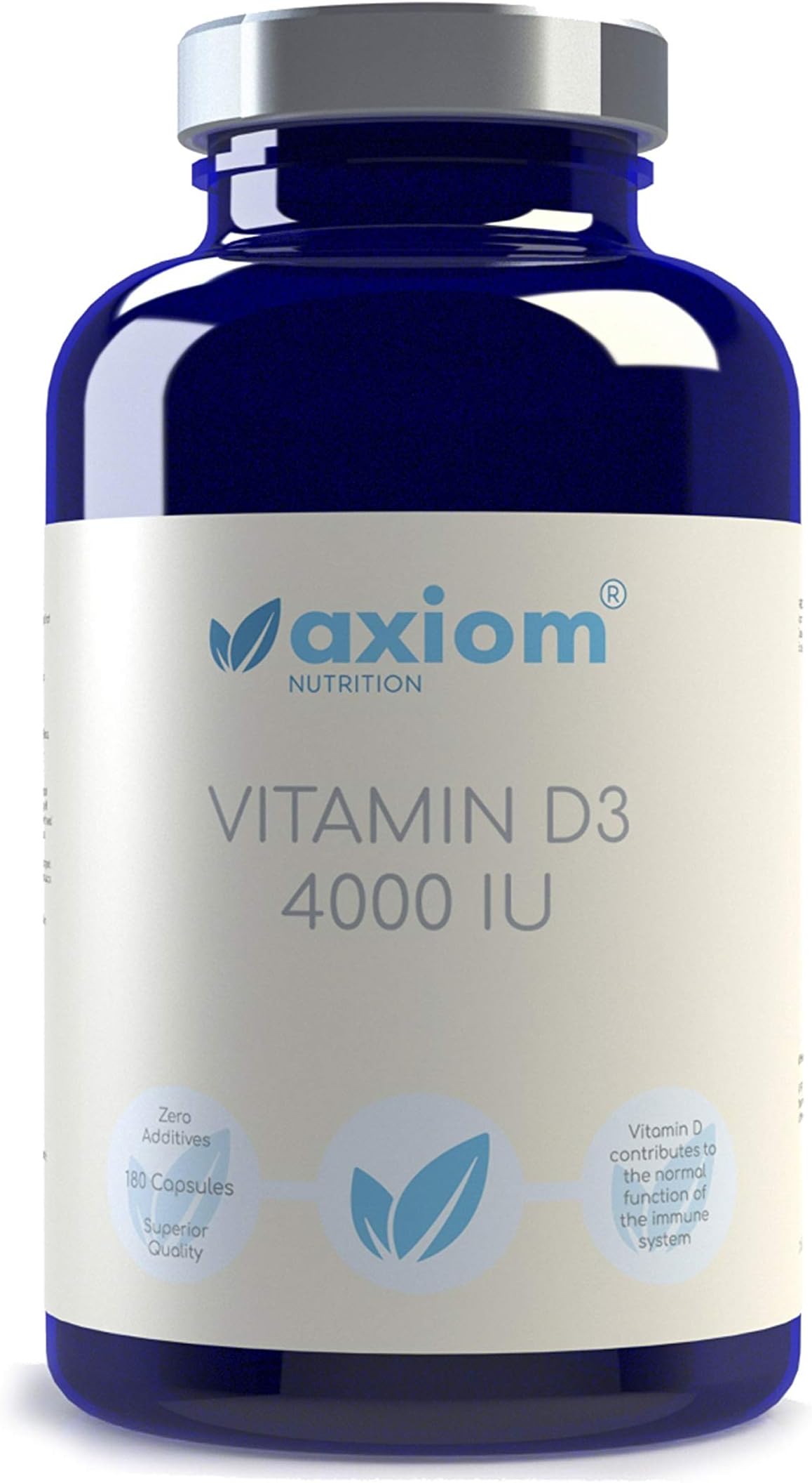 Vitamin D3 4000IU |180 Superior Easy to Swallow Capsules (6 month supply) | Vitamin D3 High Absorption Bioavailable Cholecalciferol | Suitable for Vegetarians, Gluten and Dairy Free by Axiom Nutrition