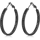 CiNily Large Hoop Earrings for Women Hypoallergenic, Stainless Steel Big Hoop Earring Rhinestone Hoops Small Hoop Earrings Jewelry Gift 40/50/60MM