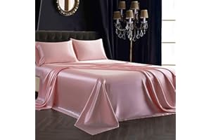 SiinvdaBZX 3Pcs Twin XL Sheets Set, Blush Pink Silky Satin Sheets Twin XL Bedding Set Ultra-Soft Extra Long Bed Sheets for College Dorm