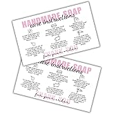 Handmade Soap Care Instruction Cards 50pk 2x3.5” Warning Labels Kit Ingredients Package Inserts Loofah Bar Thank You Client Box Bath Bomb