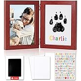 jstlcd Paw Print Kit for Dogs Cats Pet Keepsake Frame, 5x7 Dog Picture Frame with Large Inkless Ink Pad and Customization Stickers, DIY Memorial Keepsake Pet Lover Gift