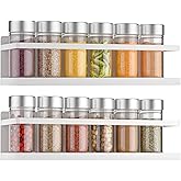 VANPET Magnetic Spice Rack for Refrigerator, Magnetic Fridge Shelf for Kitchen Spice Organizer, Spice Rack Wall Mount, Fridge Organizers and Storage (2, White)