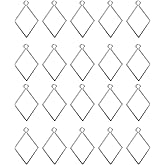 uxcell 25Pcs Alloy Open Bezel Pendants, Diamond Shape Hollow Frame Pendant Geometric Open Back Frame Pendant for Resin Jewelry Making Earrings Necklace Bracelet DIY, Silver Tone