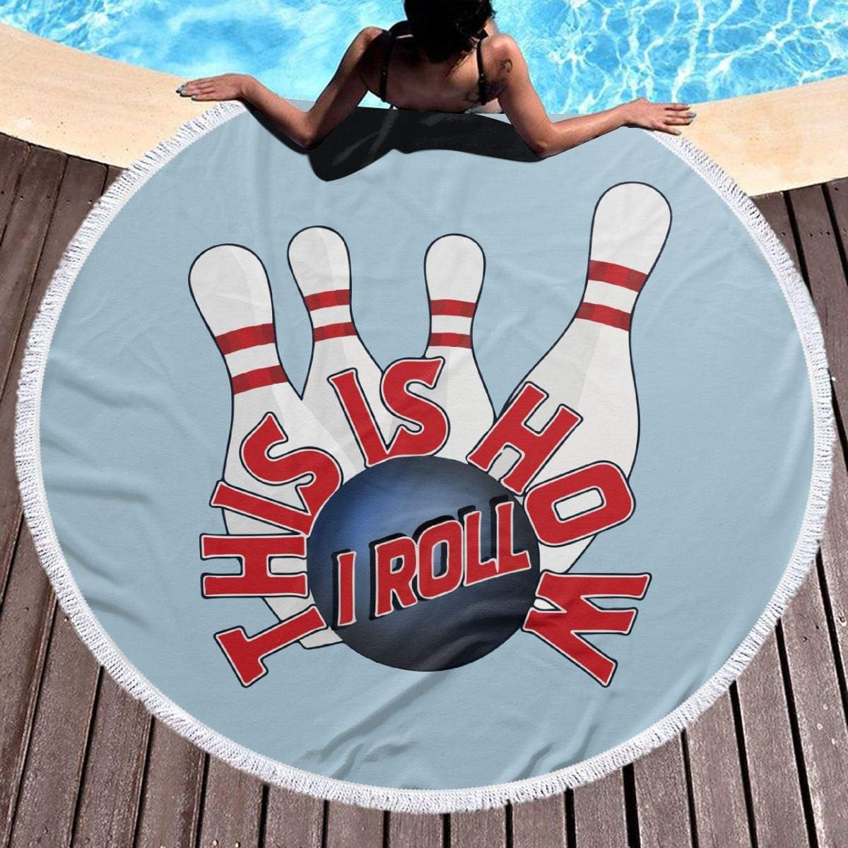 Yingstan Bowling Skittle Round Beach Towel Soft Super Water
