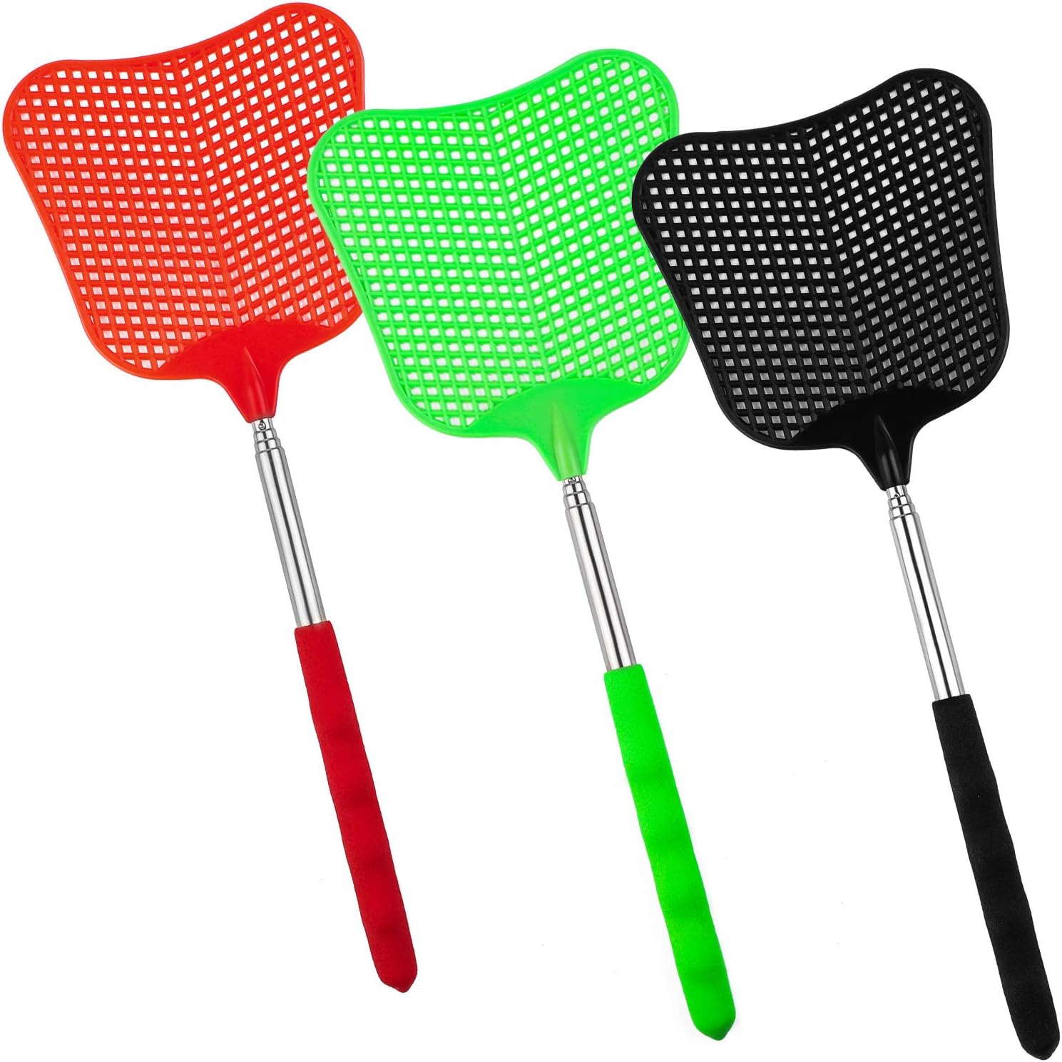 ADXCO 3 Pieces Retractable Fly Swatter Tainless Steel Fly Swatter with