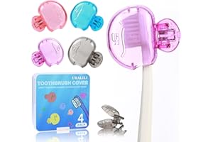 URALILI 4 Pack Toothbrush Protector Caps: Portable Dustproof Brush Head Covers for Travel & Home Use - Universal Fit for Electric & Manual Brushes (Blue, Black, Pink, Purple)
