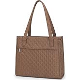 Tote Bag for Women, Lightweight Quilted Puffer Tote Bag with Compartments, Spacious Work Shoulder Bag with Zipper for Travel