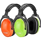 ZOHAN Kids Ear Protection 2 Pack, 25dB NRR Noise Cancelling Headphones for Kids, with Pillowy Pads, for Monster Truck, School, Autism, Sensory, Fireworks, Concerts, Events (Orange+Green)