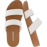 CUSHIONAIRE Josie Womens Sandals – Slip On Two Strap Slides Comfort Flip Flops Beach Sandals for Women