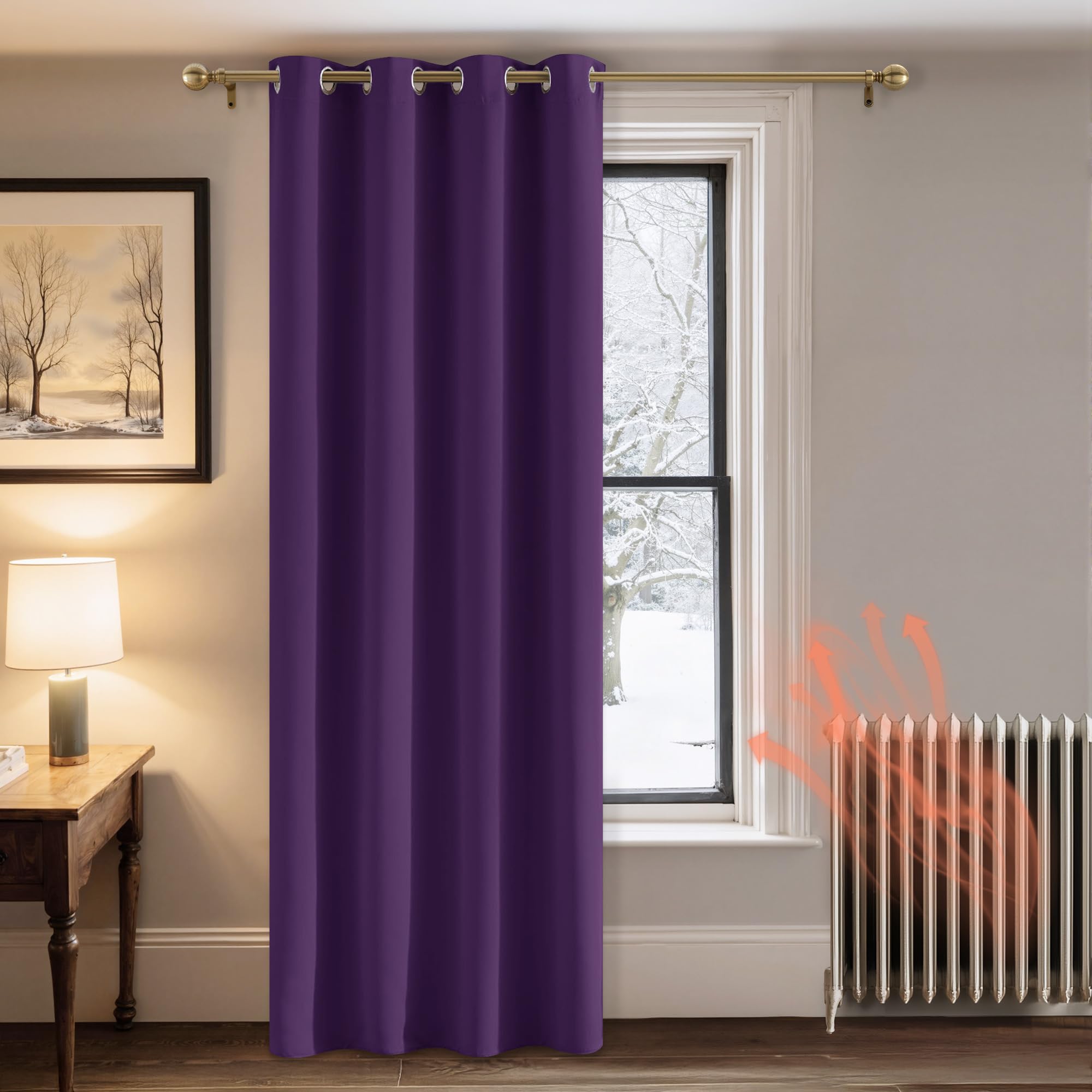 PONY DANCE Purple Blackout Long Curtain - Eyelet Thermal Insualted Curtain Room Darkening & Energy Saving fort Home Decor Single Panel for Boys' Room/Nursery, 1 Panel, Width 52" by Drop 84"