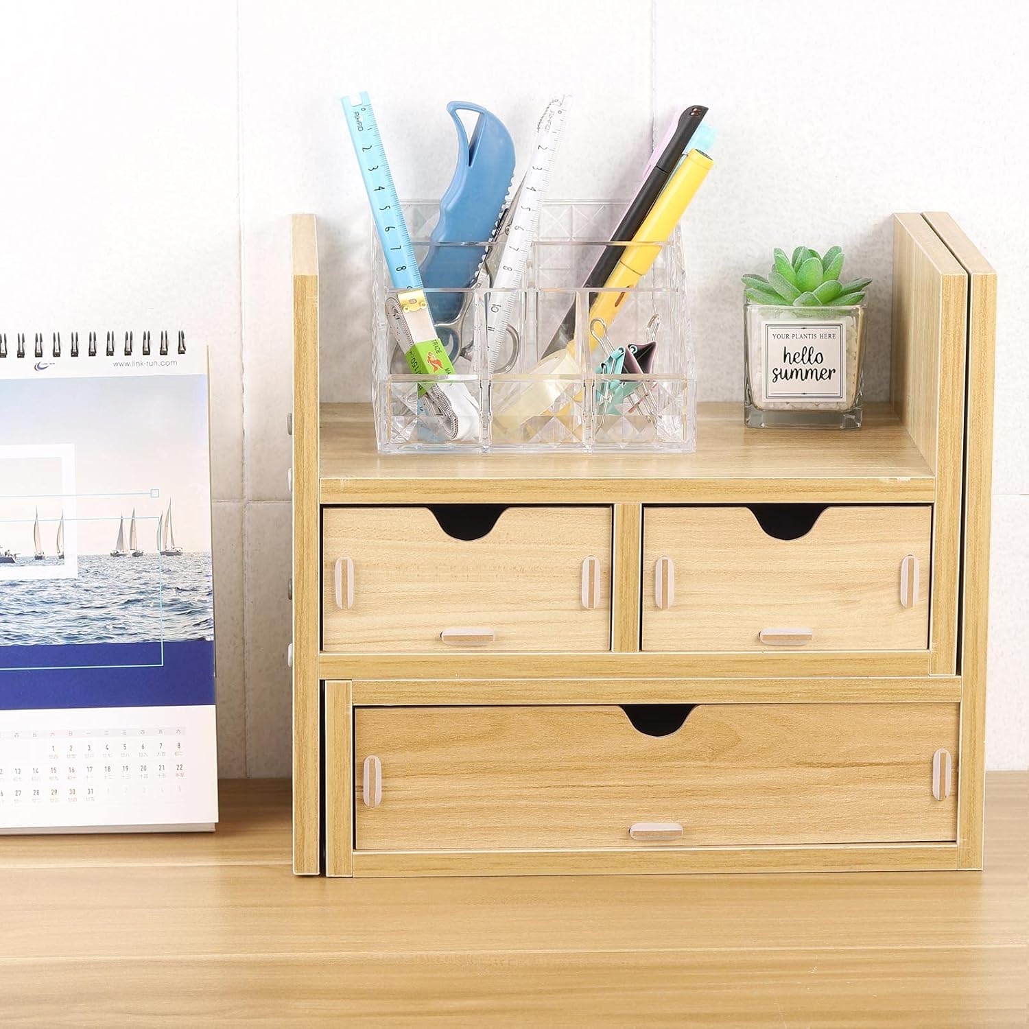 Clear Makeup Organizer Brush Holders 7-Compartment Cosmetics Display Case Storage for Vanity Countertop: Beauty