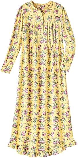 Amerimark Long Cotton Print Nightgown Lounger For Women