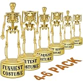 Halloween Party Supplies - 4 Pack Halloween Golden Skeleton Trophies | Costume Contest Awards for Kids and Adults, Halloween Party Game Prizes, Party Favors and Decorations