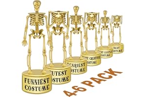 ORIENTAL CHERRY Halloween Party Supplies - Golden Best Costume Skeleton Trophies for Kids Adults Halloween Party Games Decorations Favors Costume Contest Awards Prizes - 4 Pack