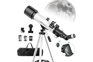 ALKINSHUE Telescope 70mm Aperture 600mm -Magnification 24-180X, Astronomical Portable Refracting Telescope Fully Multi-Coated High Transmission Coatings AZ Mount with Tripod &Wireless Control & Carrying Bag
