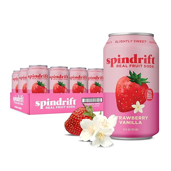 SPINDRIFT SODA “STRAWBERRY SHORTCAKE” STRAWBERRY VANILLA SODA WITH REAL SQUEEZED FRUIT 12 PACK CASE