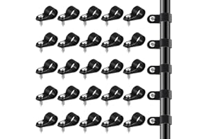JJUNW 50 Pcs 1/2 Inch Outdoor Cable Clips, Plastic Rope Light Clips Black Wire Fence Clips, Extension Cord Wall Clips with Screws for Wire Management(1/2 Inch)