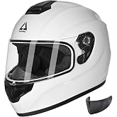 TRIANGLE Full Face Motorcycle Helmet DOT Approved for Men Women Street Bike | Includes clear and tinted visors plus storage bag, features washable comfort lining and 4-vent system for street bike racing