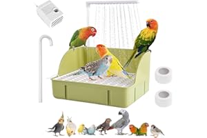 DINTSTYLE Parrot Bathtub Bird Automatic Bath Shower,Large Bird Shower Fountain Indoor Bathtub with Running Water, Contains USB and Pump,for Pet Birds, African Grey, Cockatiel, Conure, Budgie, Lovebird(Green)
