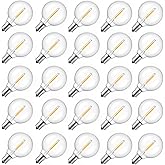 Brightown G40 Replacement LED Light Bulbs, 25 Pack Clear Globe Bulb fits E12 C7 Candelabra Screw Base Sockets, 1.5 Inch Dimmable Edison Light Bulbs for Indoor Outdoor Patio Decor, Warm White