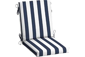 ARDEN SELECTIONS Arden Outdoor Dining Chair Cushion, 20 in x 20 in, Weather-Proof, Rain-Proof, Fade Resistant Patio Cushion for Patio, Dining, or Rocking Chairs 20 x 20, Sapphire Blue Cabana Stripe