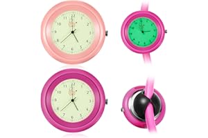 Dansydaisy 2 Pcs Glow in The Dark Stethoscope Watch Nurse Gift Clip on Pocket Watch with Second Hand Appreciation Medical Accessories for Christmas Nursing Students Doctor Clinic (Pink,Rose Pink)