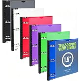 WOT I 1.5 Inch Telescoping 3 Ring Binder 6 Pack, Expandable Flexible Binder | Customizable Front Cover / Clear Catalog Pocket / Holds 370 Sheets / School Office Supplies