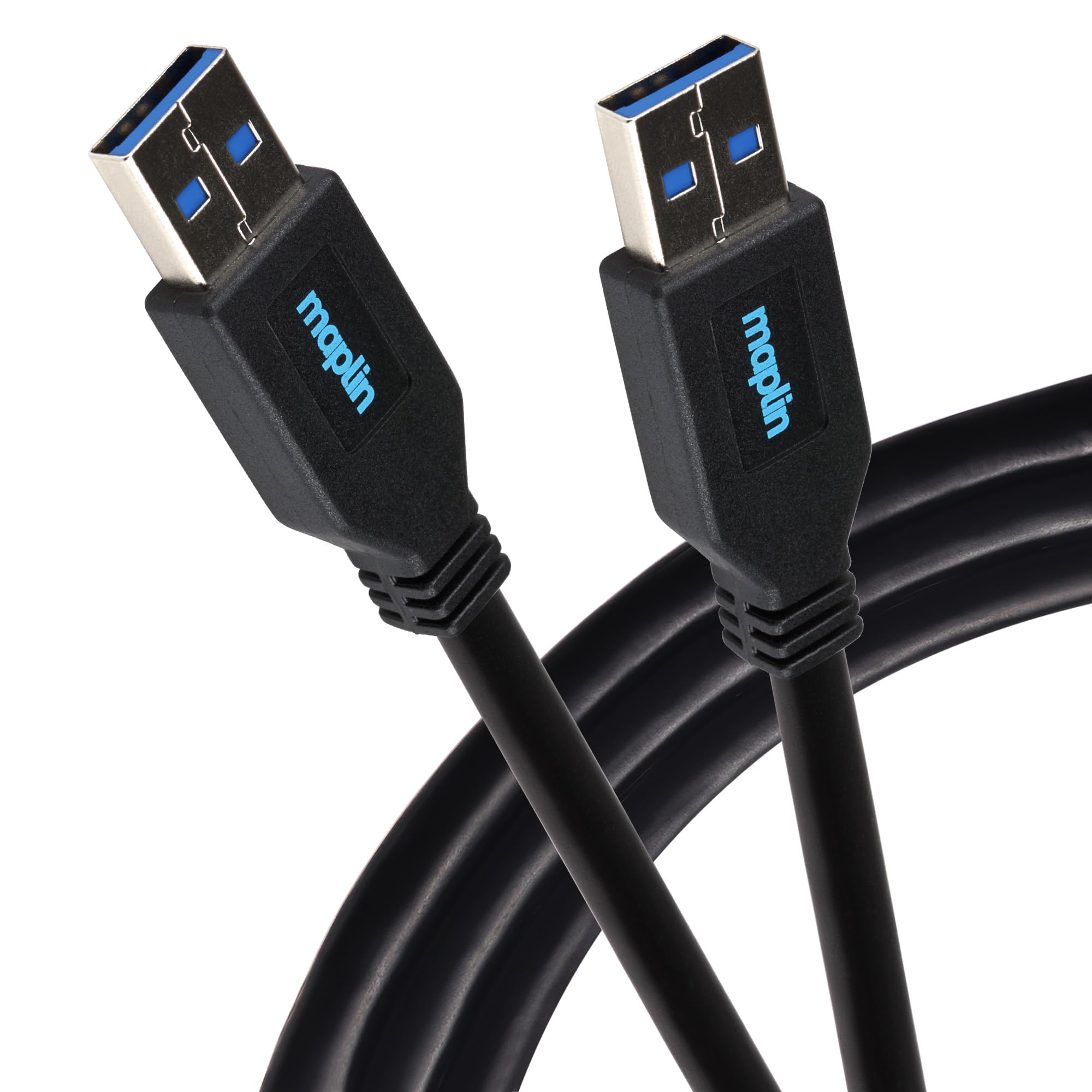Maplin USB-A Male to USB-A Male Cable V3.0 5Gbps Charge and Data 3m Black — image 1