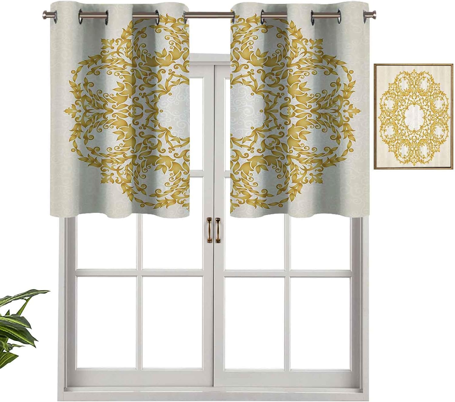 Hiiiman Cortinas con ojales y ojales, círculo redondo de color dorado