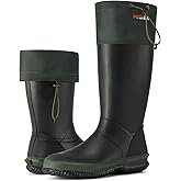 HISEA Classic Men’s Rainboot Neoprene Rubber Rain Boots for Men Waterproof with Adjustable Closure