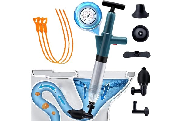 Toilet Plunger Air Drain Blaster: Power Air Plunger for Toilet, Speetop High Pressure Drain Plumb Plunger Gun, Stainless Stee
