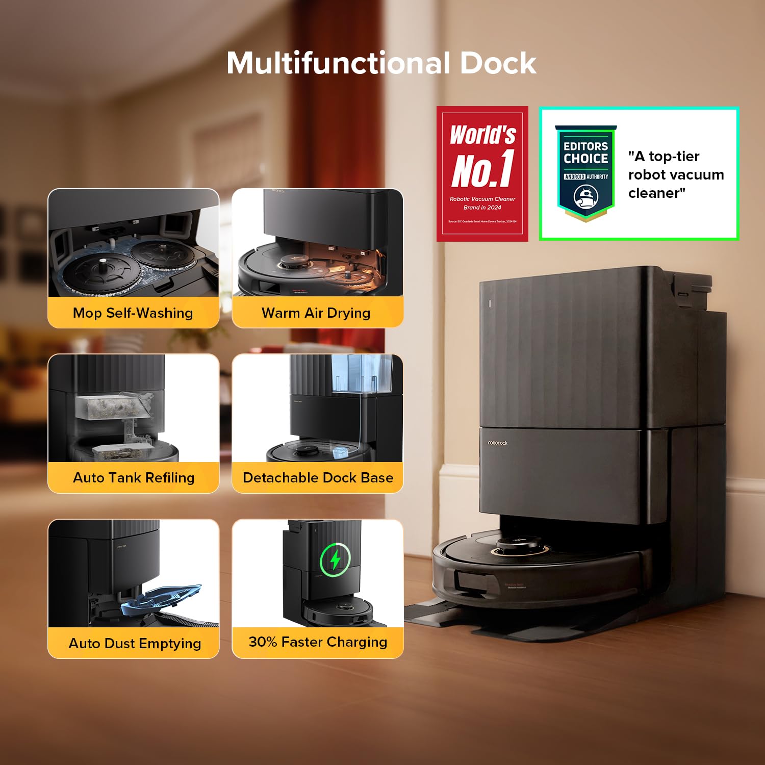 Robot aspirador y trapeador roborock Qrevo S5V, trapeador de bordes FlexiArm, succión de 12,000 Pa, sistema dual sin enredos, evitación inteligente de obstáculos, elevación de trapeador de 10 mm, lavado y secado automático de trapeador, vaciado y recarga automáticos