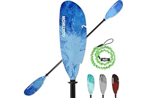 WONITAGO Angler Kayak Paddles Aluminum Paddle with Plastic Blades and Paddle Leash, Floating Adjustable Fishing Kayak Oars, 3 Piece, 230-250cm/90-98 inch