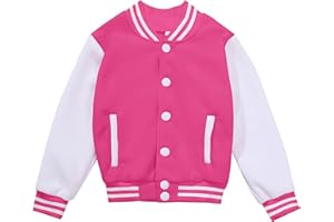 NICNZQI Kids Varsity Jacket Girls Boys Baseball Jacket Bomber Coat School Jackets