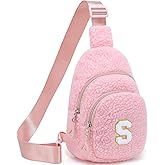 PRLINJSK Initial Sling Bag for Girls, Kids Birthday Gifts Cute Fanny pack Teens Crossbody Bag Purse Personalized Trendy Stuff (Pink S)