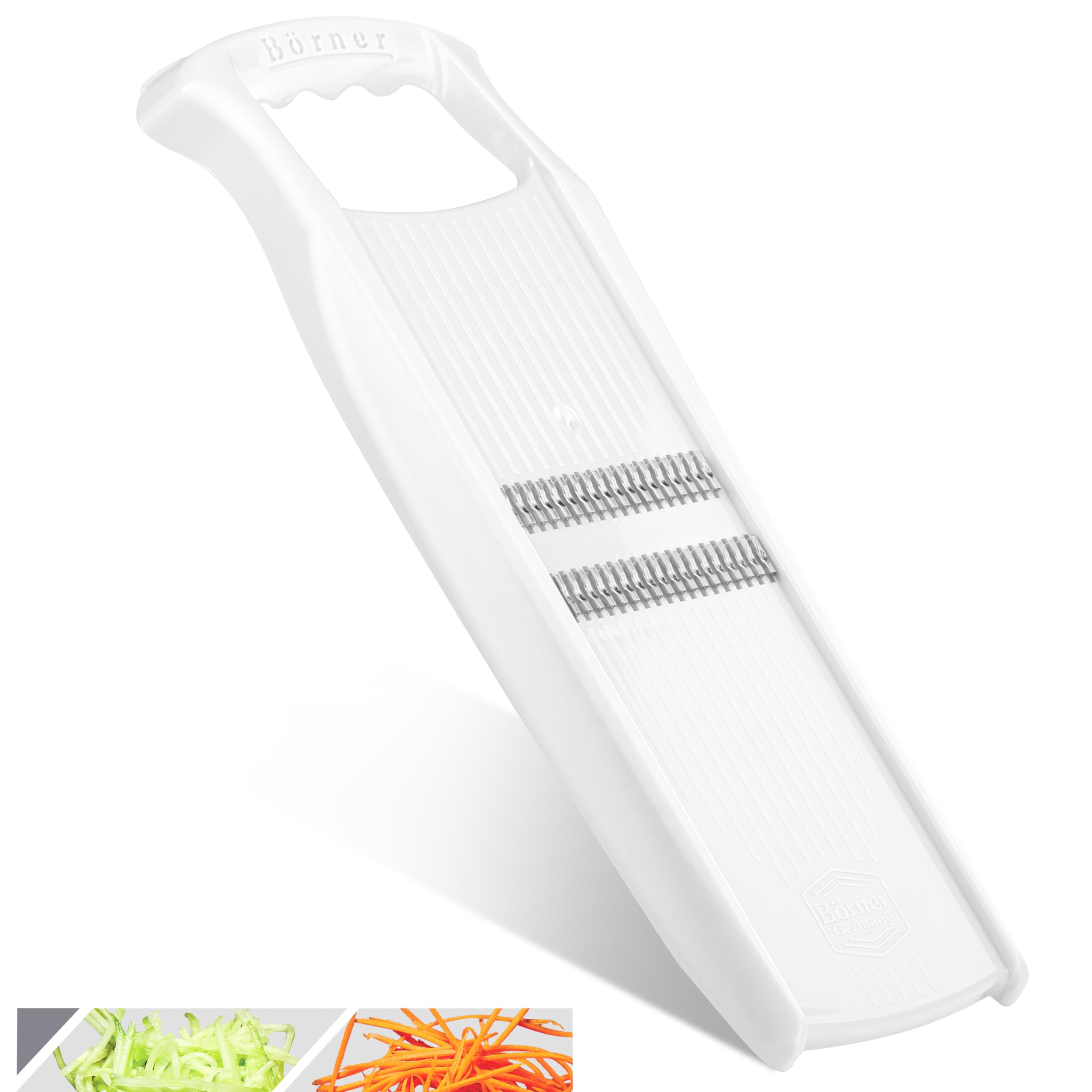 Börner Roko Powerline Vegetable Slicer • Julienne Cutter for Fruit and Vegetables • Julienne Slicer for Fine Strips • Fine Vegetable Grater • Kitchen Slicer (White)