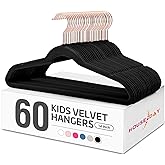 House Day Velvet Kids Hangers 60 Pack, Premium Children Hangers for Closet, Ultra Thin Cute Non Slip Kid Felt Clothes Hanger 14 Inch, Small Hanger for Toddler Clothes, Black