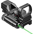 CVLIFE 1X22X33 Reflex Sight Red Dot Sight Red Green 4 Reticle Optics with Green Laser and Pressure Pad Switch for 20mm Rail