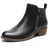 DREAM PAIRS Women's Ankle Boots Classic Low Chunky Heel Side Zipper Booties Shoes