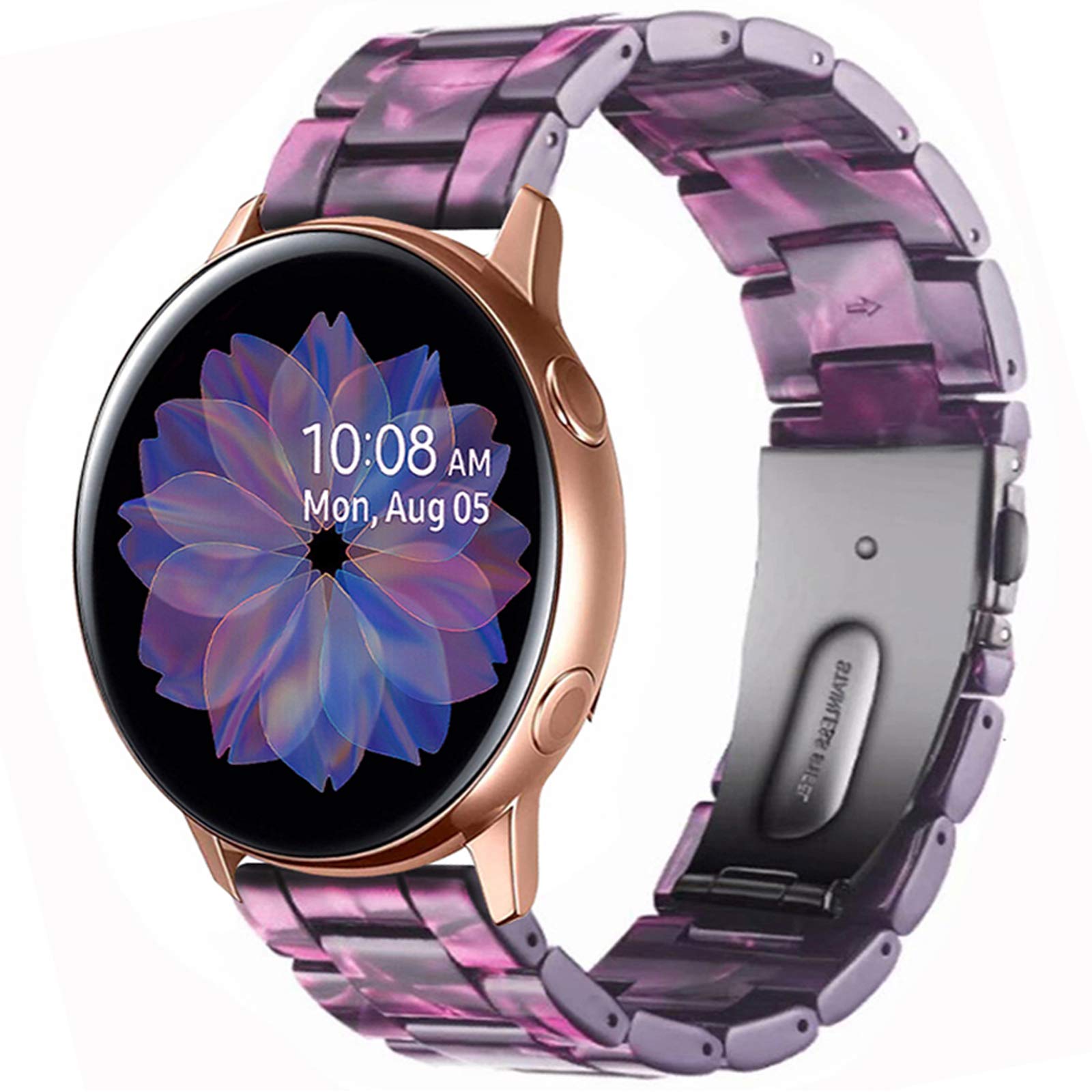 Miimall Resin Strap for Samsung Galaxy Watch 7 FE 6 5 4 40mm 44mm/6 Classic 43mm 47mm/5 Pro 45mm/4 Classic, 20mm Lightweight Band with Stainless Steel Buckle Wristband for Galaxy Watch 7(Purple) — image 1
