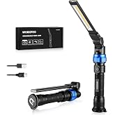 WORKPRO Magnetic LED Work Light, 3200mAh Foldable Rechargeable Flashlight | Mechanic Light with 360&deg; Rotation &amp; Dimming Mode, Portable 1200LM Flood Light for Camping, Repair, Emergency, 4 Modes, 1 Pack