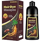 Dark Brown Hair Dye Shampoo 3 in 1, 100% Gray Reducing, Instant Hair Color for Gray Hair Coverage, Natural Shampoo Hair Dye for Women & Men, Easy To Use & Lasts 3-4 Weeks & All Hair Types, 16.9 fl.oz