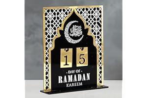 BLINKET Ramadan Advent Calendar Set - Acrylic and Wooden Ramadan Decorations for Home Eid Mubarak Table Decor, 30 Days Countdown Calendar for Muslim Festivities and Ramadan Party Supplies Style G