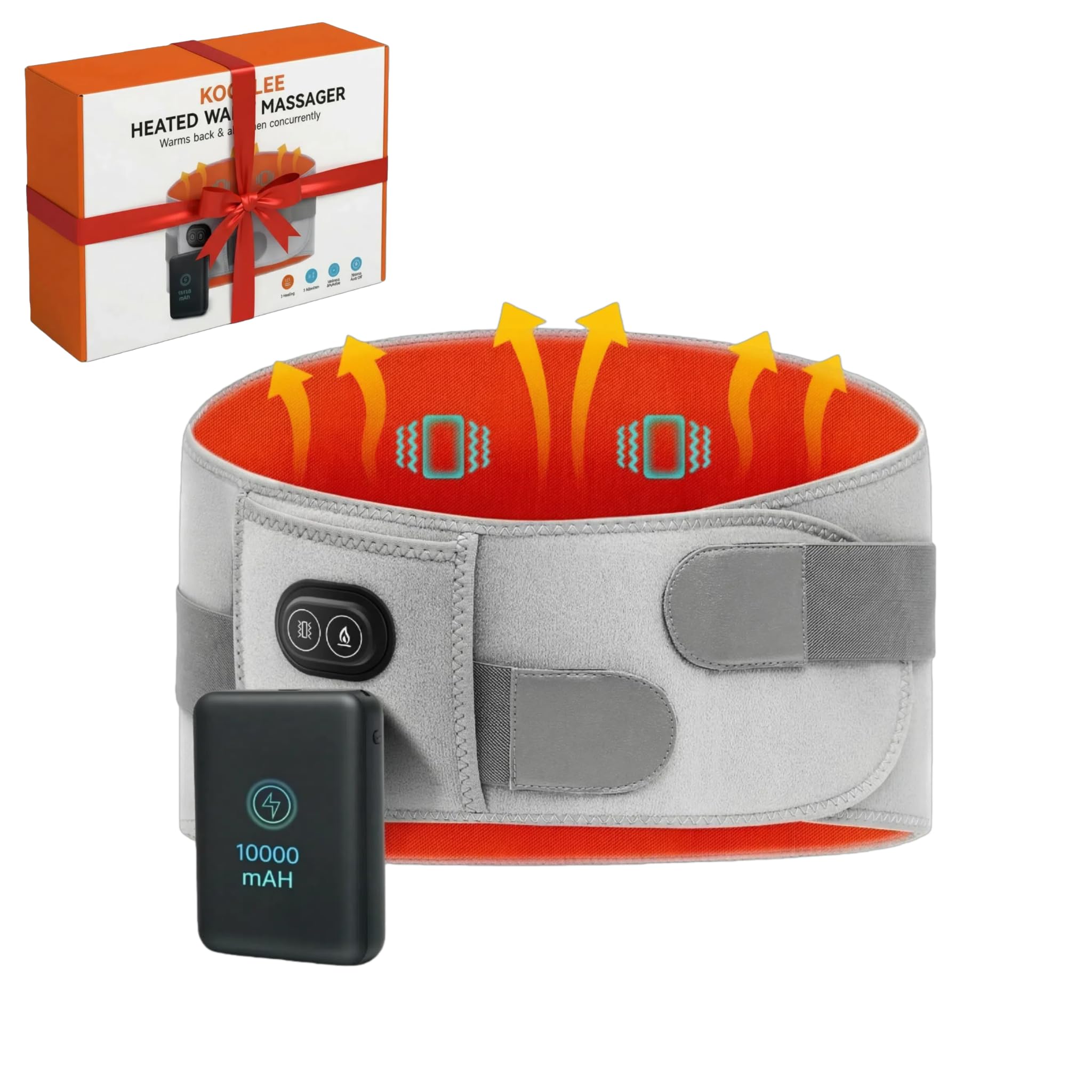 Photo 1 of Cordless Heating Pad with Massager for Back Pain Relief, 10000mah Portable Lower Back Massager 63" Large Heating Pad for Cramps with 3 Heat 3 Vibration, Gifts for Women Men Mom Dad Seniors