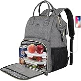 MATEIN Lunch Backpack for Women, 15.6 Inch Laptop Backpack with Lunch Compartment, Lightweight Work Backpacks for Teacher Nurse, Insulated Cooler Lunchbox Food Bag Meal Prep Bag for Picnics College