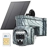 4G LTE Cellular Solar Powered Security Camera Wireless Outdoor, No WiFi Camera Built in SIM Card & Subscription Monthly Fee, 2 Way Talk, 355° Live View, 2K Color Night Vision, PIR Motion Sensor