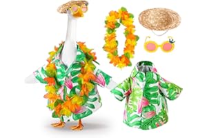 Hawaiian Porch Goose Outfits for 23" Statue, Summer Lawn Goose Costume Set, Bright Tropical Decor for Garden Patio Yard (Hawa