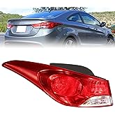 Tail Lights Compatible With 2011 2012 2013 Hyundai Elantra Rear Lights | Left Driver Side, w/ Bulb and Harness, Taillight Brake Signal Assembly